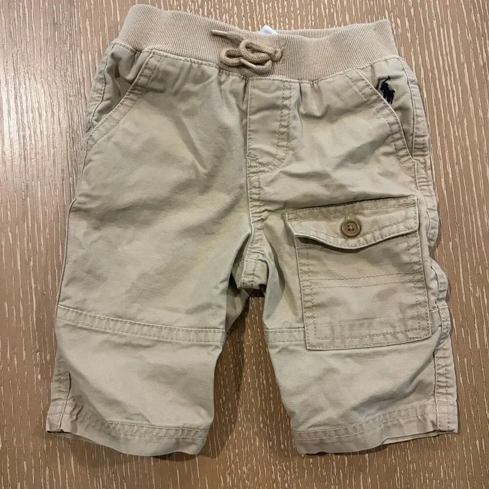 Polo by Ralph Lauren Baby Cargo Pants 3M Tan Khaki 100% Cotton Classic Preppy